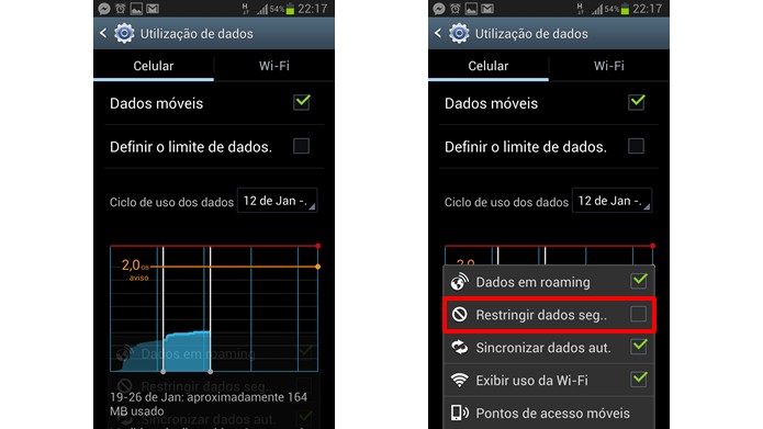 Acesse a restrição de dados em segundo plano nas configurações da utilização de dados (Foto: Reprodução/Daniel Ribeiro)