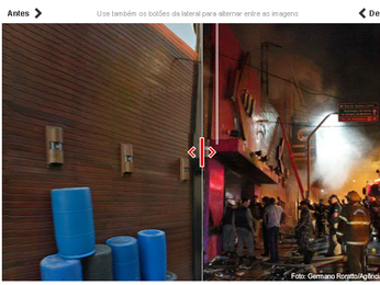 Veja foto de boate no RS antes e depois de incêndio (Arte/G1)