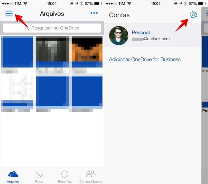 Acesse as configurações do OneDrive (Foto: Reprodução/Helito Bijora)