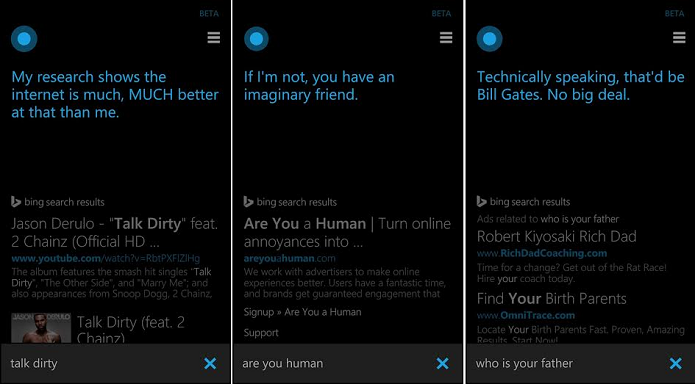 Cortana brinca em respostas pessoais (Foto: Reprodução/Thiago Barros)