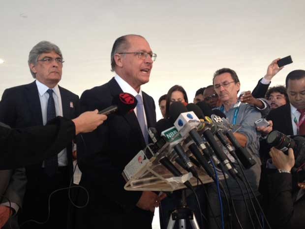 Geraldo Alckmin concede entrevista coletiva no Palácio do Planalto (Foto: Filipe Matoso / G1)