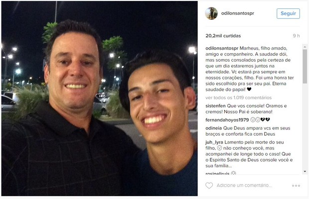 Odilon Santos lamenta morte de Matheus (Foto: Instagram / Reprodução)