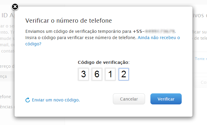 Confirme o código recebido por SMS (Foto: Reprodução/Helito Bijora)