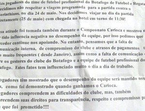 Comunicado Jogadores Botafogo (Foto: Fred Huber)