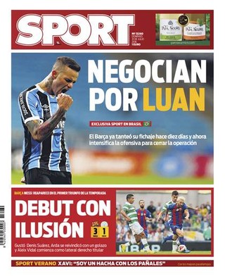 capa SPORT barcelona Luan Grêmio (Foto: Reprodução)
