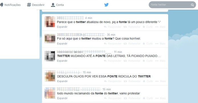 Mudança de fonte do Twitter gera reclamações dos usuários (Foto: Reprodução/Barbara Mannara) Mudança de fonte do Twitter gera reclamações dos usuários (Foto: Reprodução/Barbara Mannara)
