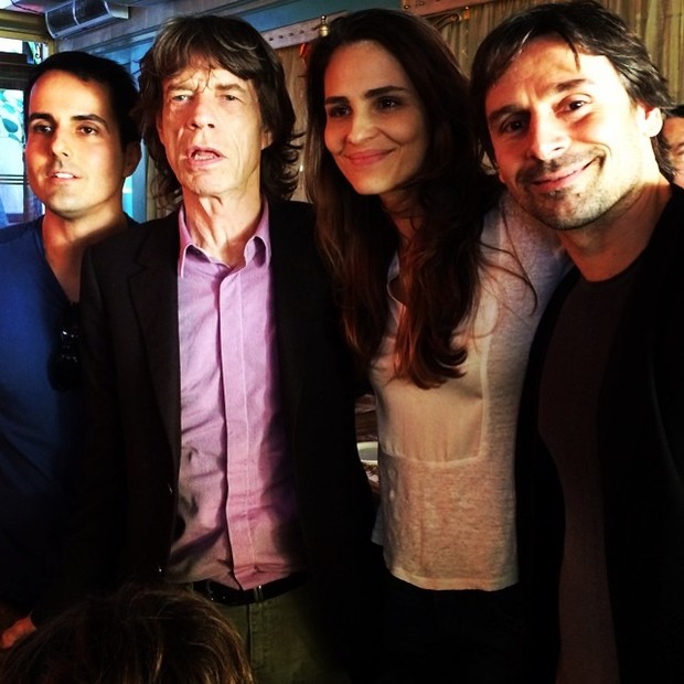 Mick Jagger, Fernanda Tavares e Murilo Rosa no Maracanã (Foto: Instagram / Reprodução)