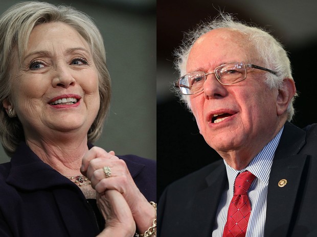 Os pré-candidatos democratas Hillary Clinton e Bernie Sanders (Foto: Win McNamee/Joe Raedle/Getty Images/AFP ) Os pré-candidatos democratas Hillary Clinton e Bernie Sanders (Foto: Win McNamee/Joe Raedle/Getty Images/AFP )