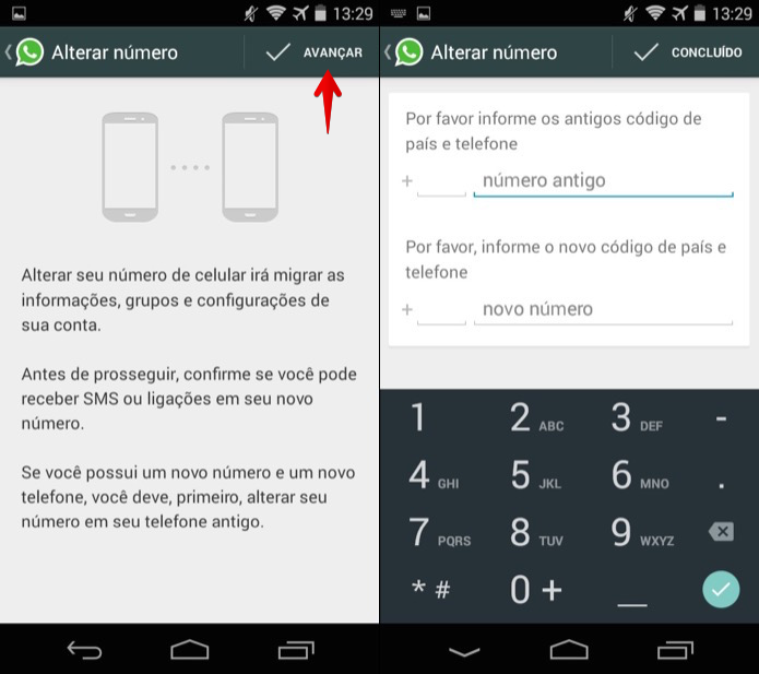 Alterando o número do WhatsApp