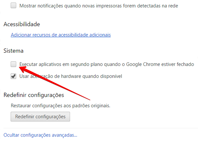 Desative a opção de rodar o Chrome no segundo plano (Foto: Reprodução/Filipe Garrett)