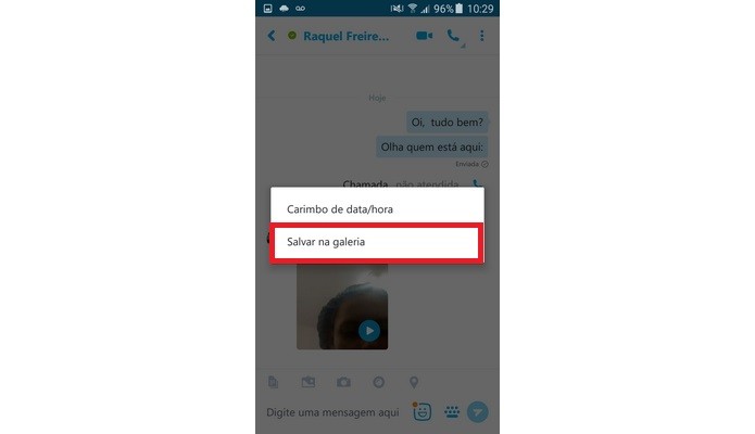Destaque para opção de salvar vídeo na galeria do Android (Foto: Reprodução/Raquel Freire)