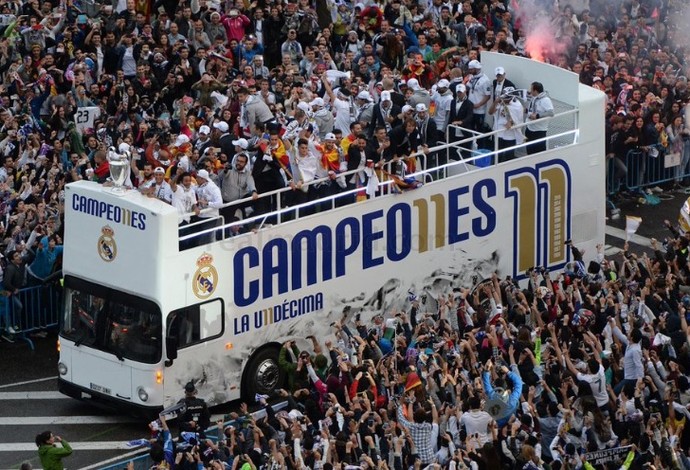 Festa Real Madrid PraÃƒÂ§a Cibeles Liga dos CampeÃƒÂµes (Foto: Twitter oficial Real Madrid)