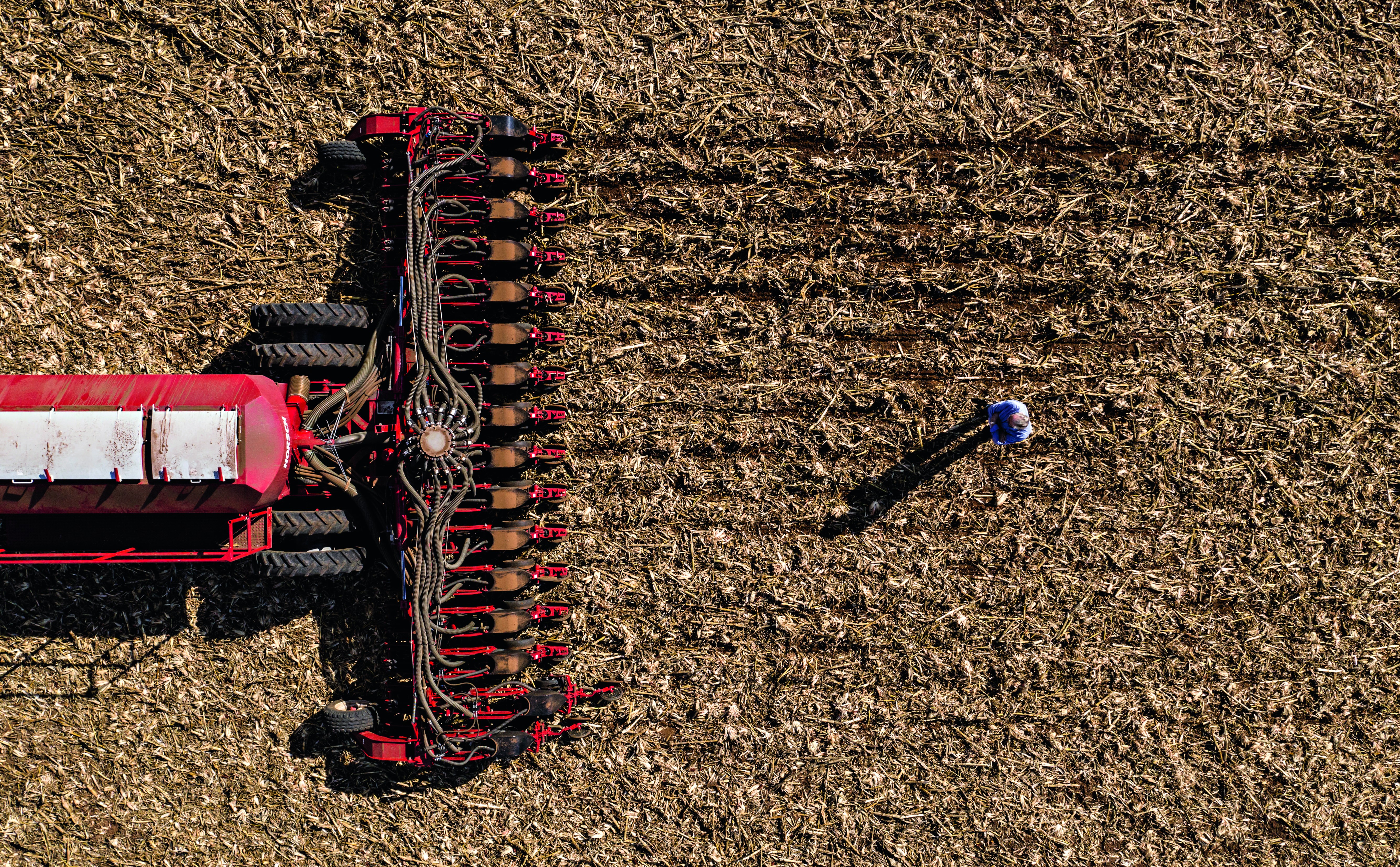 O agricultor planta sobre a palhada deixada pela lavoura anterior, sem revirar o solo com arados e grades (Foto: Sergio Ranalli)