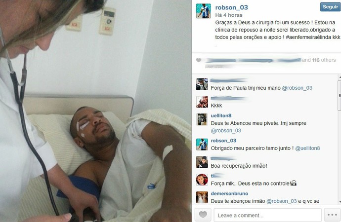 Robson do Bahia passa por cirurgia (Foto: Reprodução / Instagram)