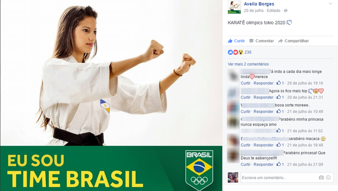 Avella Borges comemora 'KaratÊ Olímpico Tóqui' (Foto: Reprodução/Facecook)