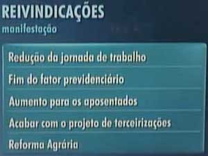Reivindicações do Dia Nacional de Lutas (Foto: Reprodução/TV Globo)