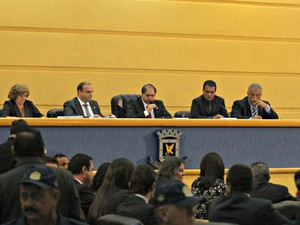 Plenário da Câmara Municipal de Campo Grande durante julgamento do prefeito Alcides Bernal (Foto: Lucas Lourenço/G1 MS)
