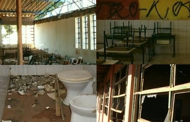 Montagem escolas Goiás (Foto: Reprodução/ TV Anhanguera)