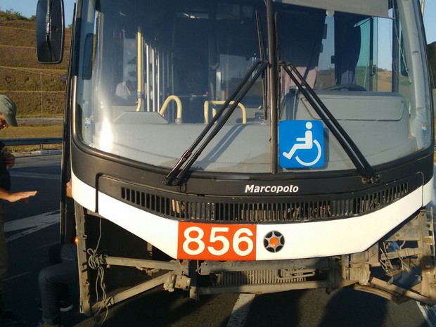 Passageiro tentou desviar ônibus se jogando sobre o volante em Ribeirão, na Mata Sul de PE (Foto: Polícia Militar/Divulgação)