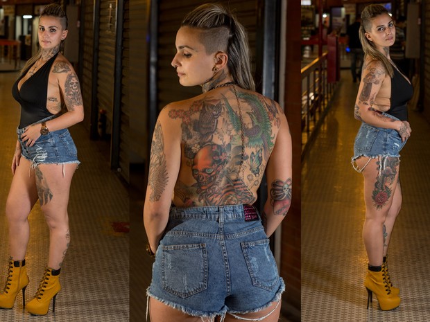 Bruna Macedo diz que tem várias tatuagens e que todas formam um desenho só (Foto: Flávio Moraes/G1)