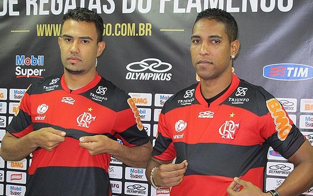 Renato Santos e Cléber Santana apresentados no Flamengo (Foto: Richard Souza / Globoesporte.com)