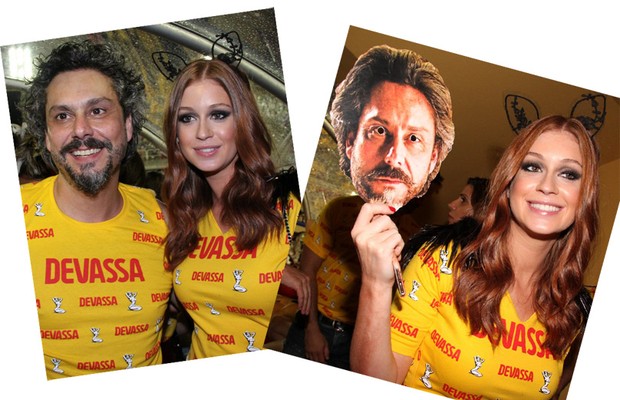 Alexandre Nero e Marina Ruy Barbosa segurando a máscara do comendador (Foto: Cleomir Tavares/Divulgação)