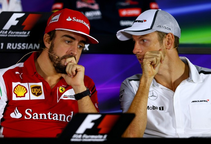 jenson button e fernando alonso gp da rússia 9/10/2014 (Foto: Getty Images)