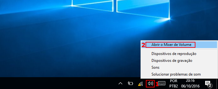Acessando o Mixer de Volume do Windows (Foto: Reprodução/Edivaldo Brito)
