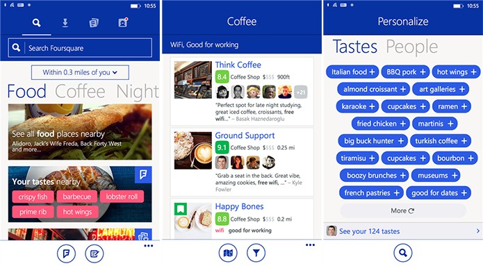 Foursquare é um aplicativo que ajuda usuário a encontrar bares e restaurantes próximos (Foto: Divulgação/Windows Phone Store)