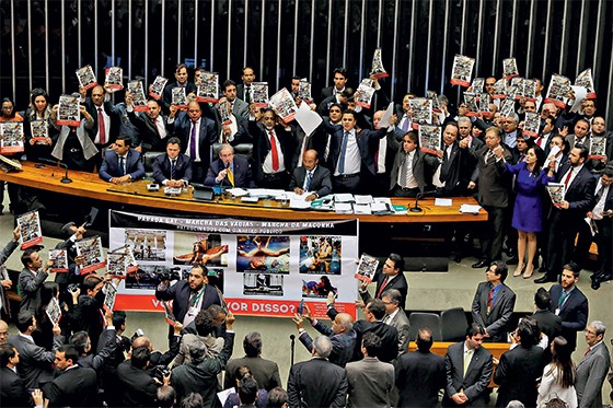 Manifestação religiosa na Câmara dos Deputados (Foto: André Dusek/Estadão Conteúdo)