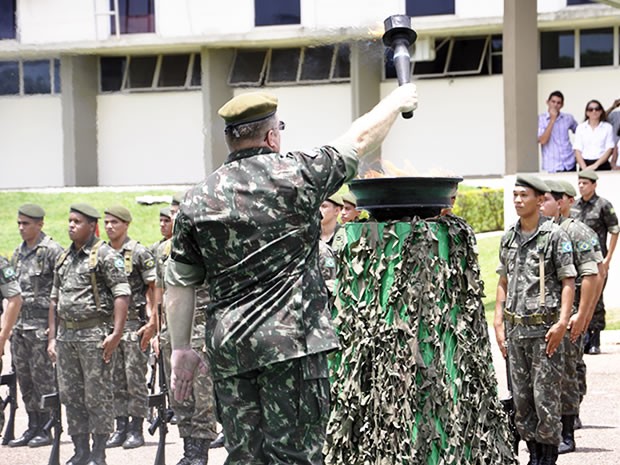 Cerca de 20 bandeiras foram incineradas para comemorar a data em Cuiabá (Foto: Kelly Martins/G1)