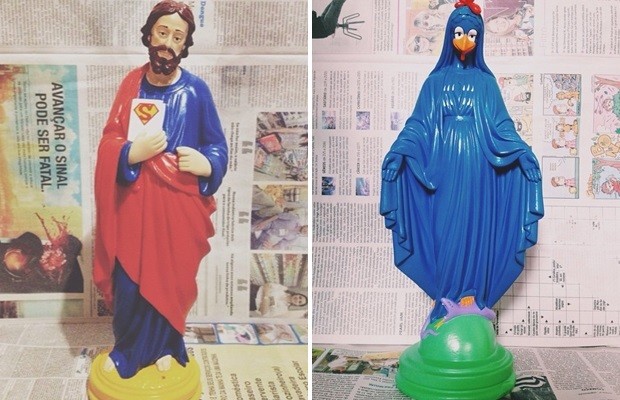 Juiz proíbe artista de fazer esculturas de santos inspiradas na cultura pop em Goiás (Foto: Reprodução/Facebook)