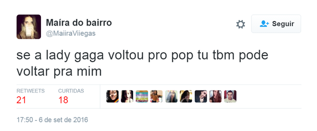 Internet comenta a volta de Lady Gaga pra música pop (Foto: Reprodução/Twitter)