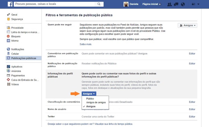 editar quem pode comentar as informações públicas do perfil (Foto: editar quem pode comentar as informações públicas do perfil) editar quem pode comentar as informações públicas do perfil (Foto: editar quem pode comentar as informações públicas do perfil)