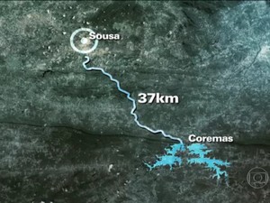 Canal da Redenção liga Açude Mãe D'água a propriedades de Sousa (Foto: Reprodução/TV Globo)