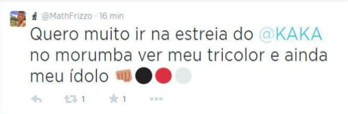 No Twitter, jogador da base do Timão diz ser são-paulino e fã de Kaká