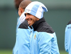 Tevez no treino do Manchester City (Foto: Getty Images)