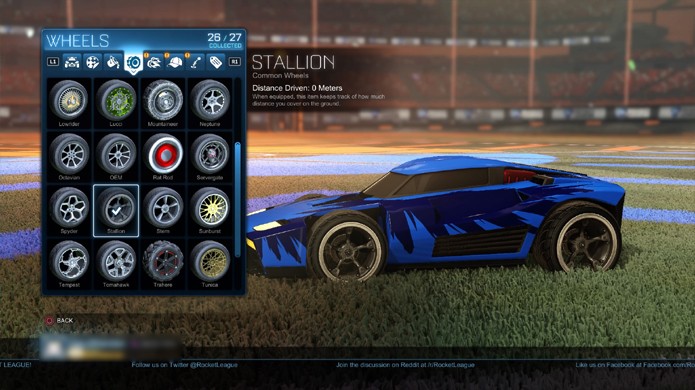 De todos os elementos que podem ser personalizado em Rocket League, as rodas têm o menor impacto visual (Foto: Reprodução/Rafael Monteiro)
