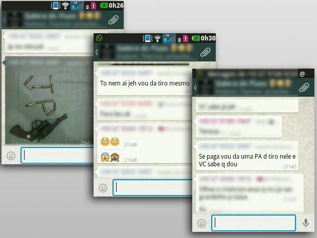 Conversas flagradas pela polcia em celulares apreendidos (Foto: Divulgao/ Polcia Civil)