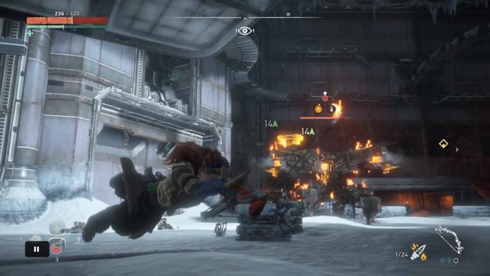 Use rolamentos durante toda a luta de Horizon: Zero Dawn (Foto: Reprodução/Murilo Molina)