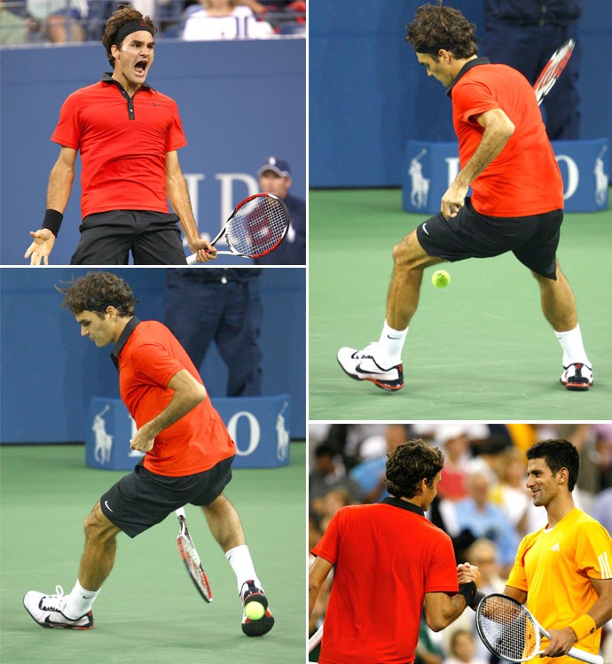Montagem Federer x Djokovic - US Open 2009 (Foto: Getty Images)