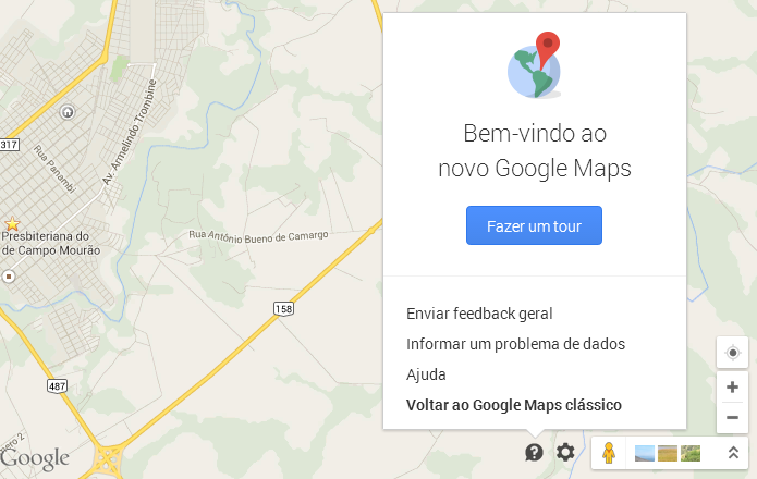 Acessando versão antiga do Google Maps (Foto: Reprodução/Helito Bijora)