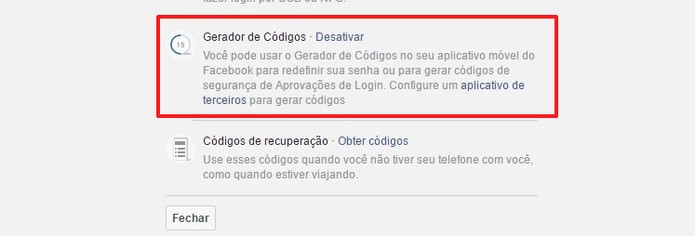 Ative o gerador de códigos (Foto: Reprodução/Camila Peres)