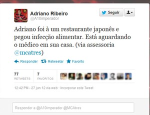 Reprodução Twitter adriano flamengo restaurante japonês  (Foto: Reprodução / Twitter)