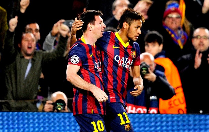 Neymar e Messi jogo Barcelona e Manchester City (Foto: Getty Images)