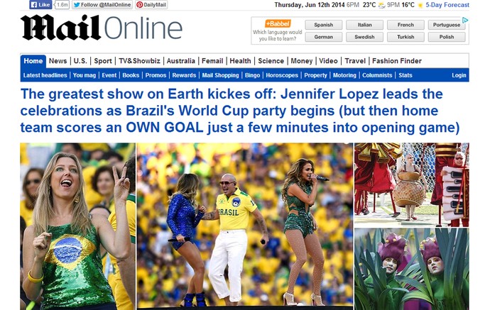 Abertura Copa do Mundo (Foto: Reprodução/Daily Mail)