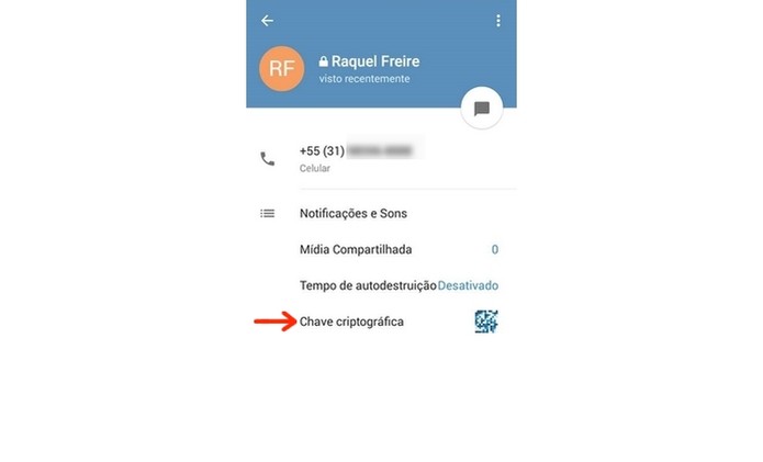 Menu do contato do Telegram (Foto: Reprodução/Raquel Freire) Menu do contato do Telegram (Foto: Reprodução/Raquel Freire)