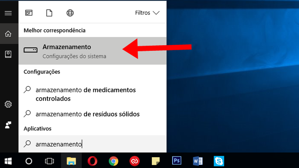 Acesse as configuraçõe de armazenamento (Foto: Reprodução/Paulo Alves)
