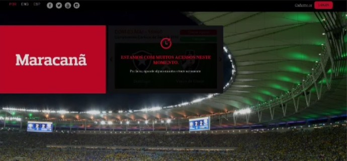 Site Maracanã erro venda ingressos Botafogo Vasco (Foto: Reprodução SporTV) Site Maracanã erro venda ingressos Botafogo Vasco (Foto: Reprodução SporTV)