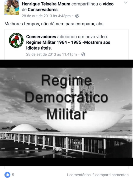 Diretor do Banco do Nordeste enaltece ditadura militar (Foto: Reprodução)